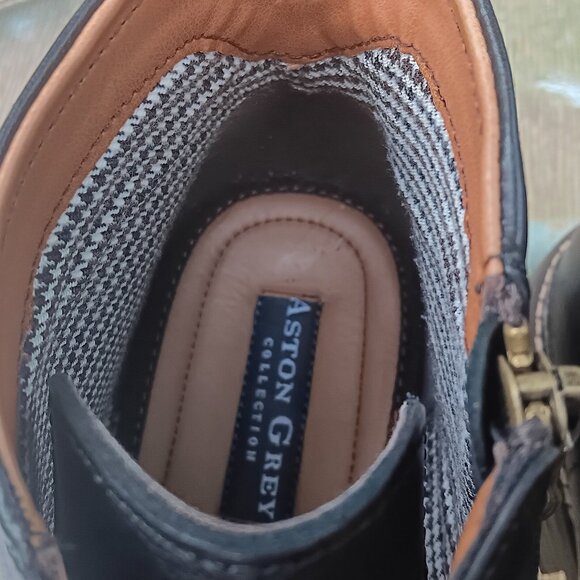 Men's Aston Grey Lollan Black Leather Ankle Boots Size 10.5 M - Picture 11 of 12